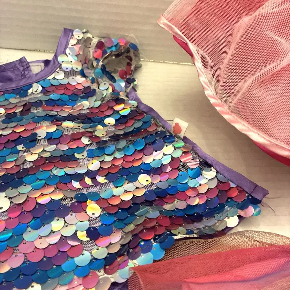 Build-A-Bear Workshop Rainbow Sequin Dress, Pink Ballet Dress, Tutu & Shoes Lot